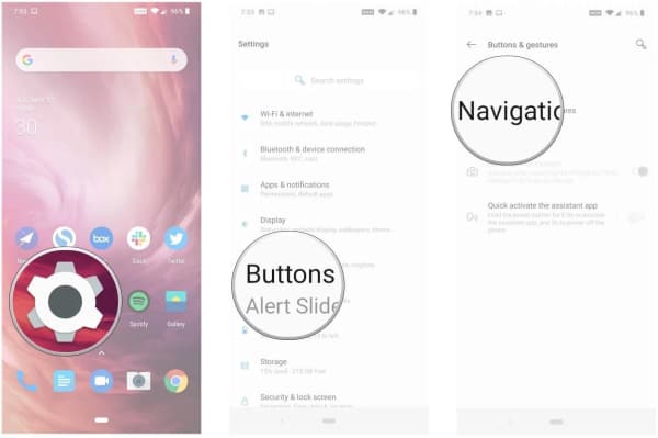 barre de navigation geste OnePlus 7