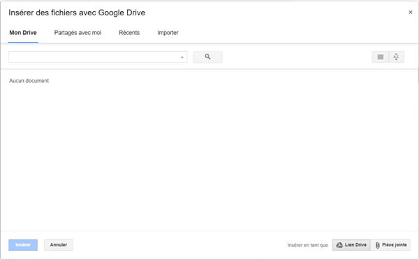 insérer des gros fichiers avec Google Drive
