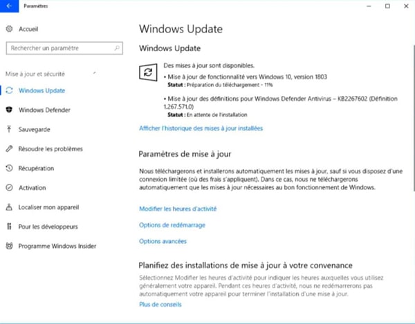 interface Windows update