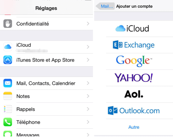 se connecter compte email iphone