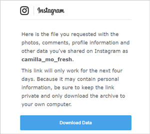 télécharger les données instagram