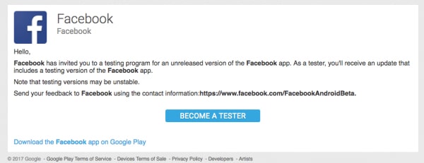 test beta facebook